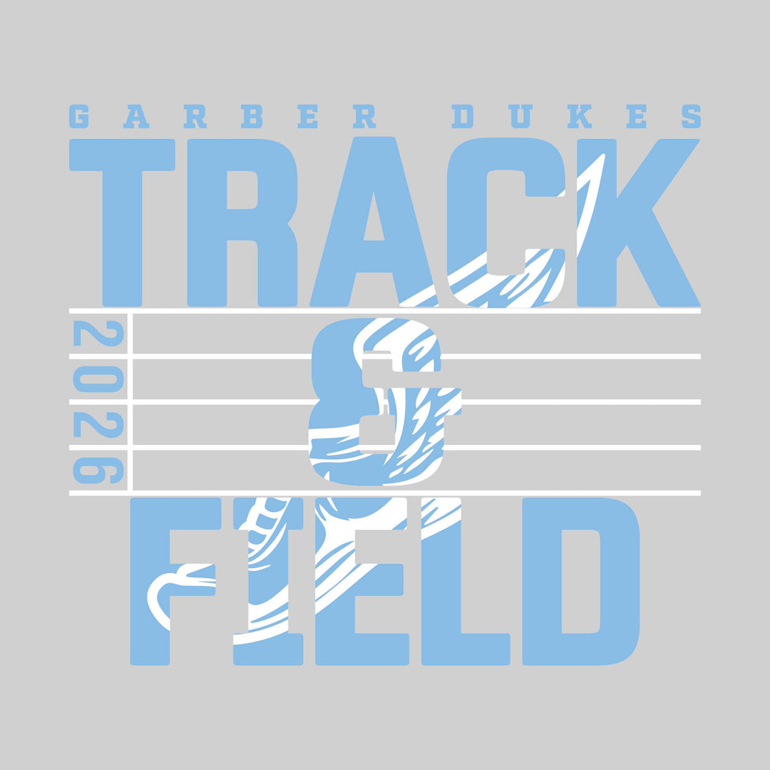 Garber Dukes - Track &amp; Field - Track Lanes with Year and Winged Shoe