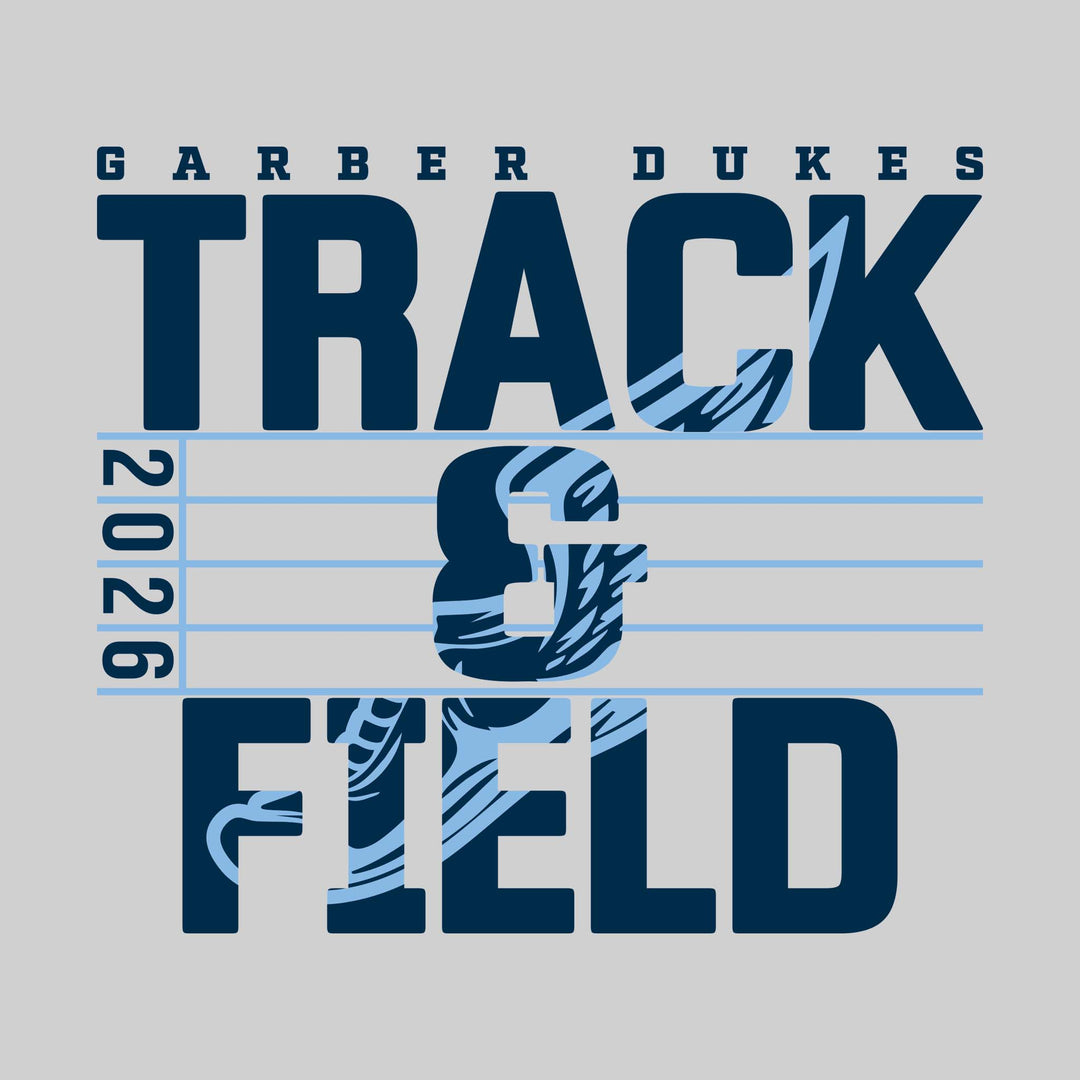 Garber Dukes - Track &amp; Field - Track Lanes with Year and Winged Shoe