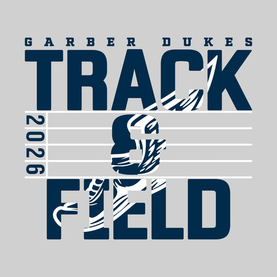 Garber Dukes - Track &amp; Field - Track Lanes with Year and Winged Shoe