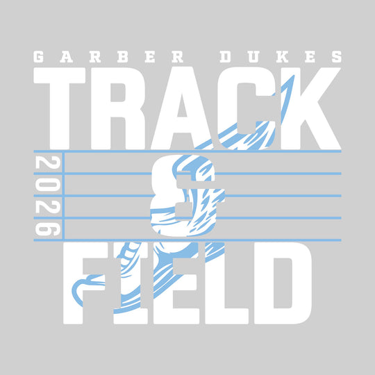Garber Dukes - Track &amp; Field - Track Lanes with Year and Winged Shoe