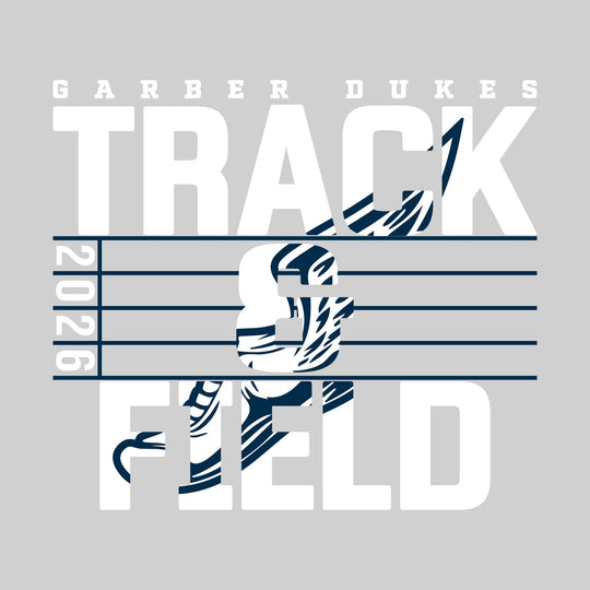 Garber Dukes - Track &amp; Field - Track Lanes with Year and Winged Shoe