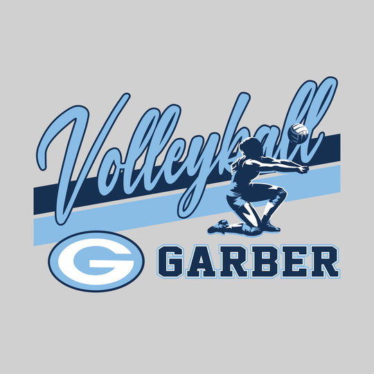 Garber Dukes - Volleyball - Angled Double Stripes with Player and Mascot