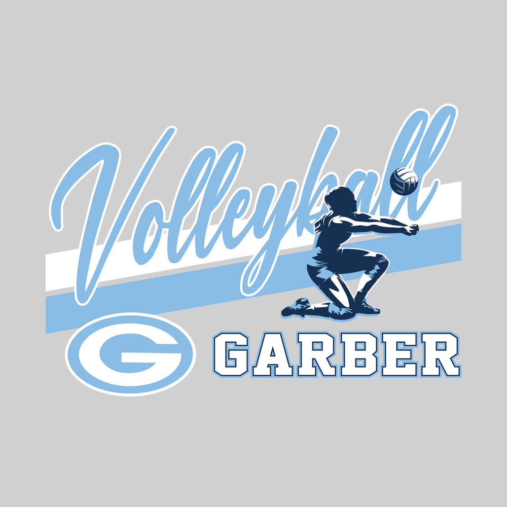 Garber Dukes - Volleyball - Angled Double Stripes with Player and Mascot