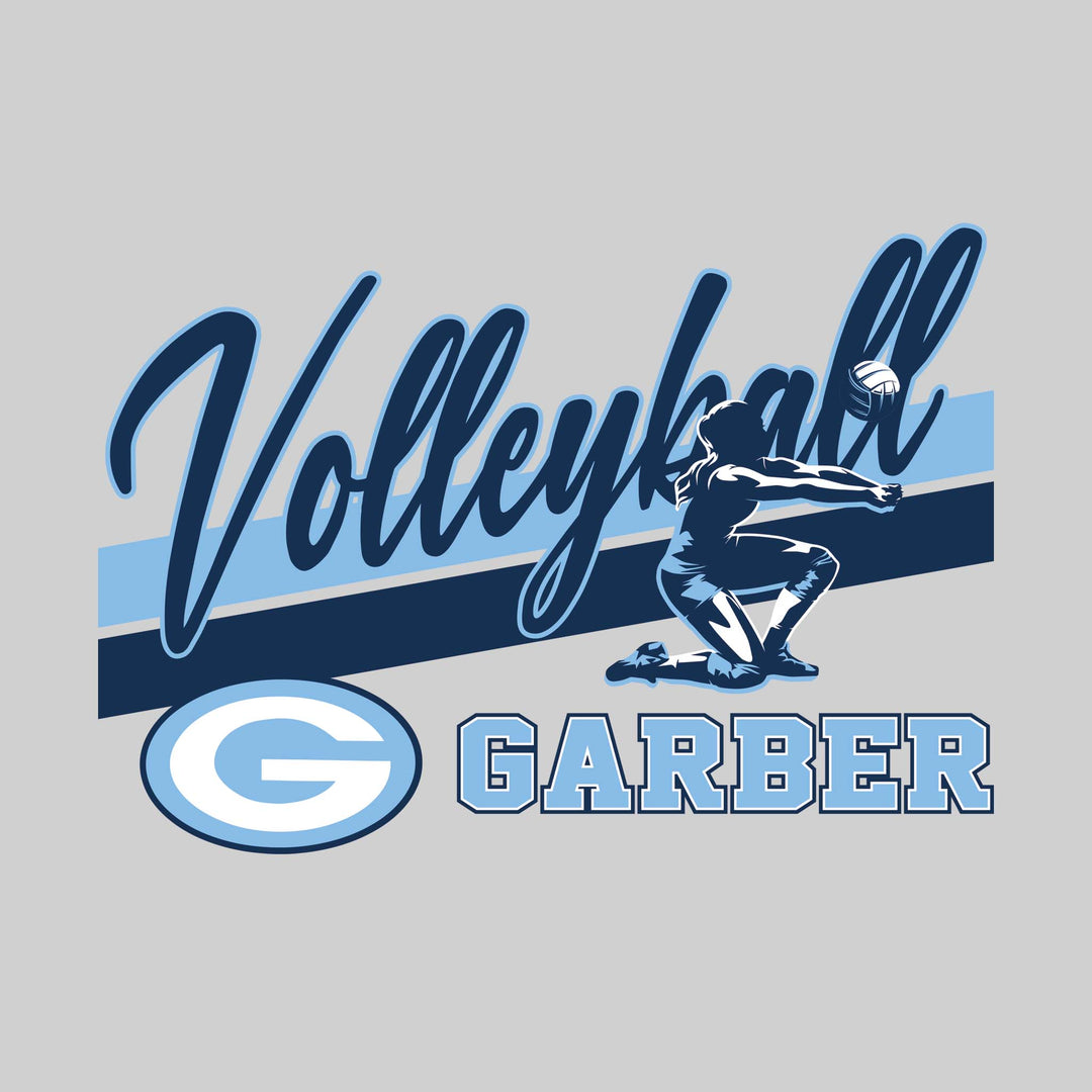 Garber Dukes - Volleyball - Angled Double Stripes with Player and Mascot