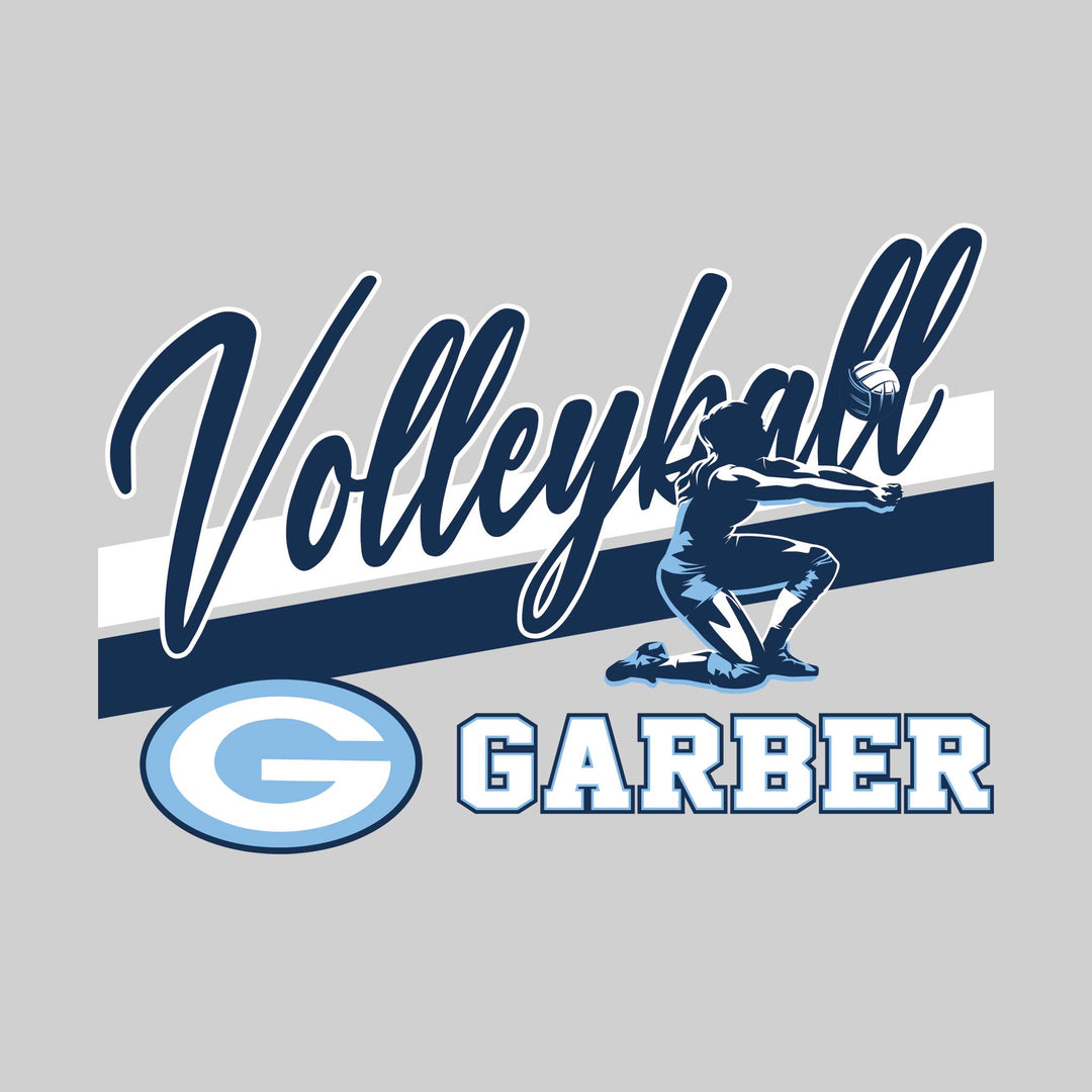 Garber Dukes - Volleyball - Angled Double Stripes with Player and Mascot