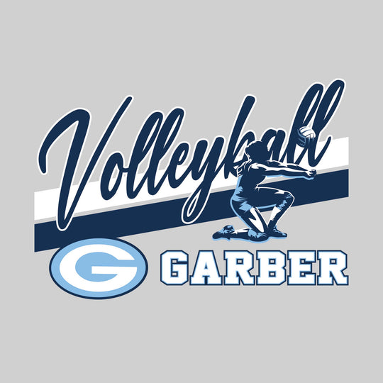 Garber Dukes - Volleyball - Angled Double Stripes with Player and Mascot