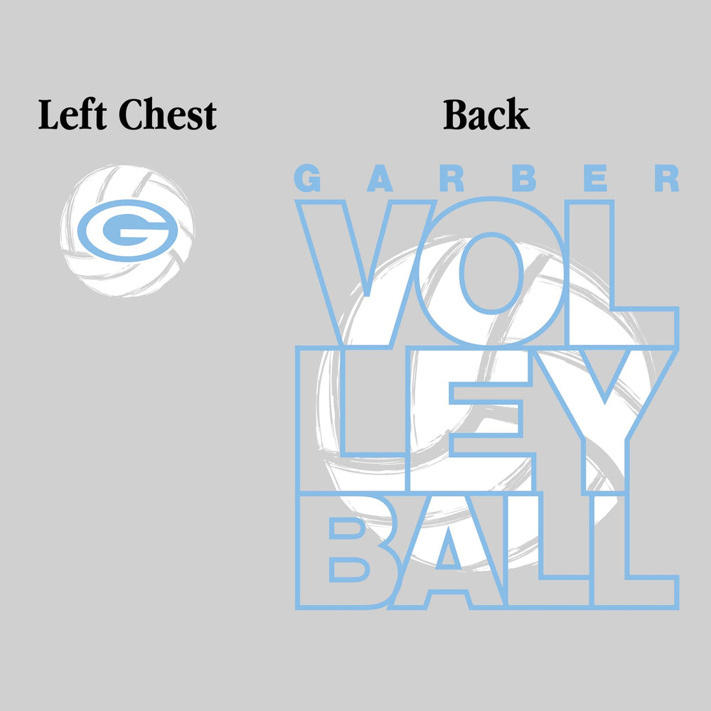 Garber Dukes - Volleyball - Stacked Letters with Sketched Volleyball Inset