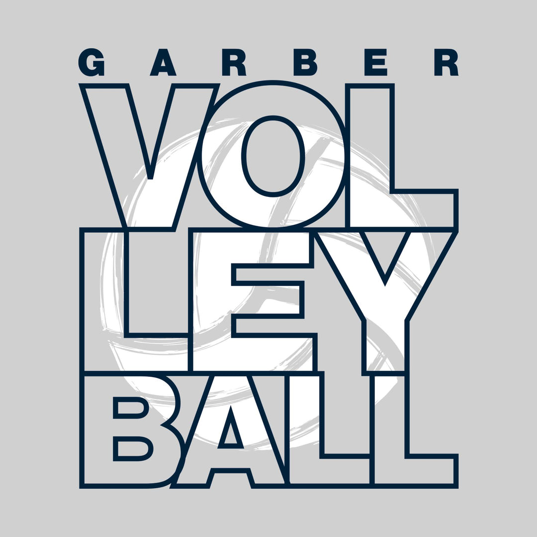 Garber Dukes - Volleyball - Stacked Letters with Sketched Volleyball Inset