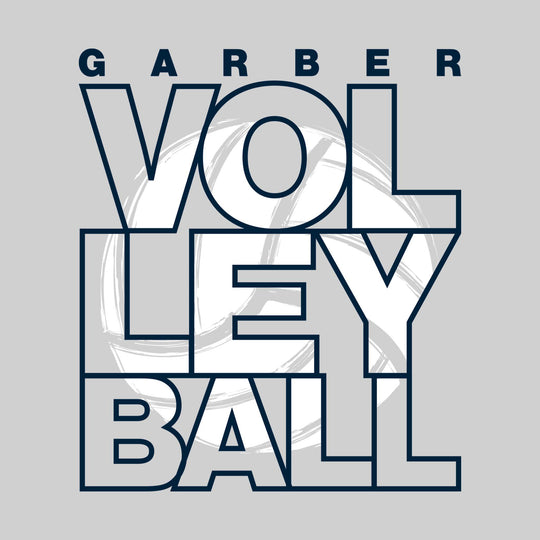 Garber Dukes - Volleyball - Stacked Letters with Sketched Volleyball Inset