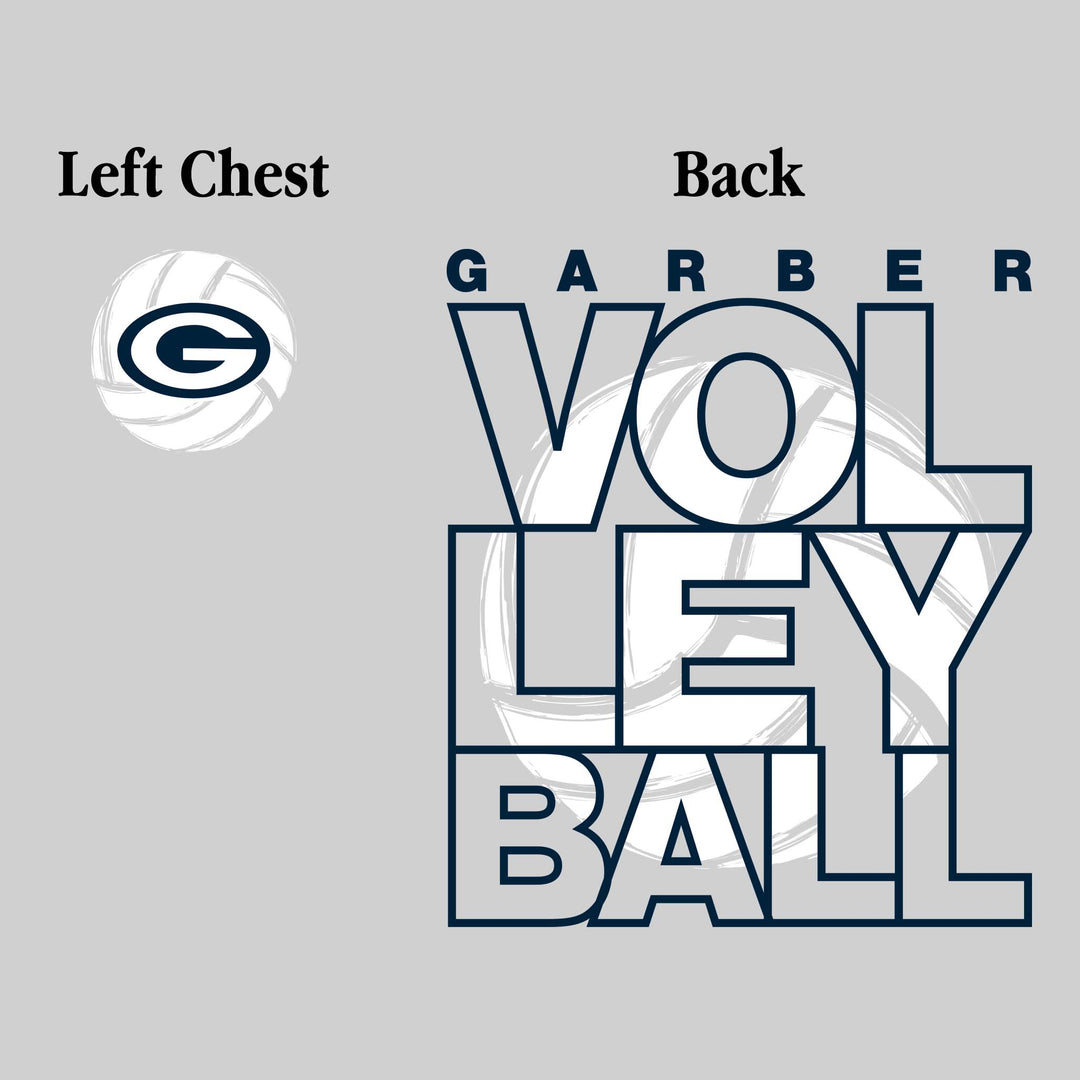 Garber Dukes - Volleyball - Stacked Letters with Sketched Volleyball Inset