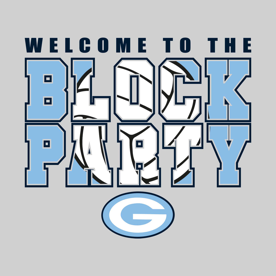 Garber Dukes - Volleyball - Welcome to the Block Party - Carolina Blue & Navy
