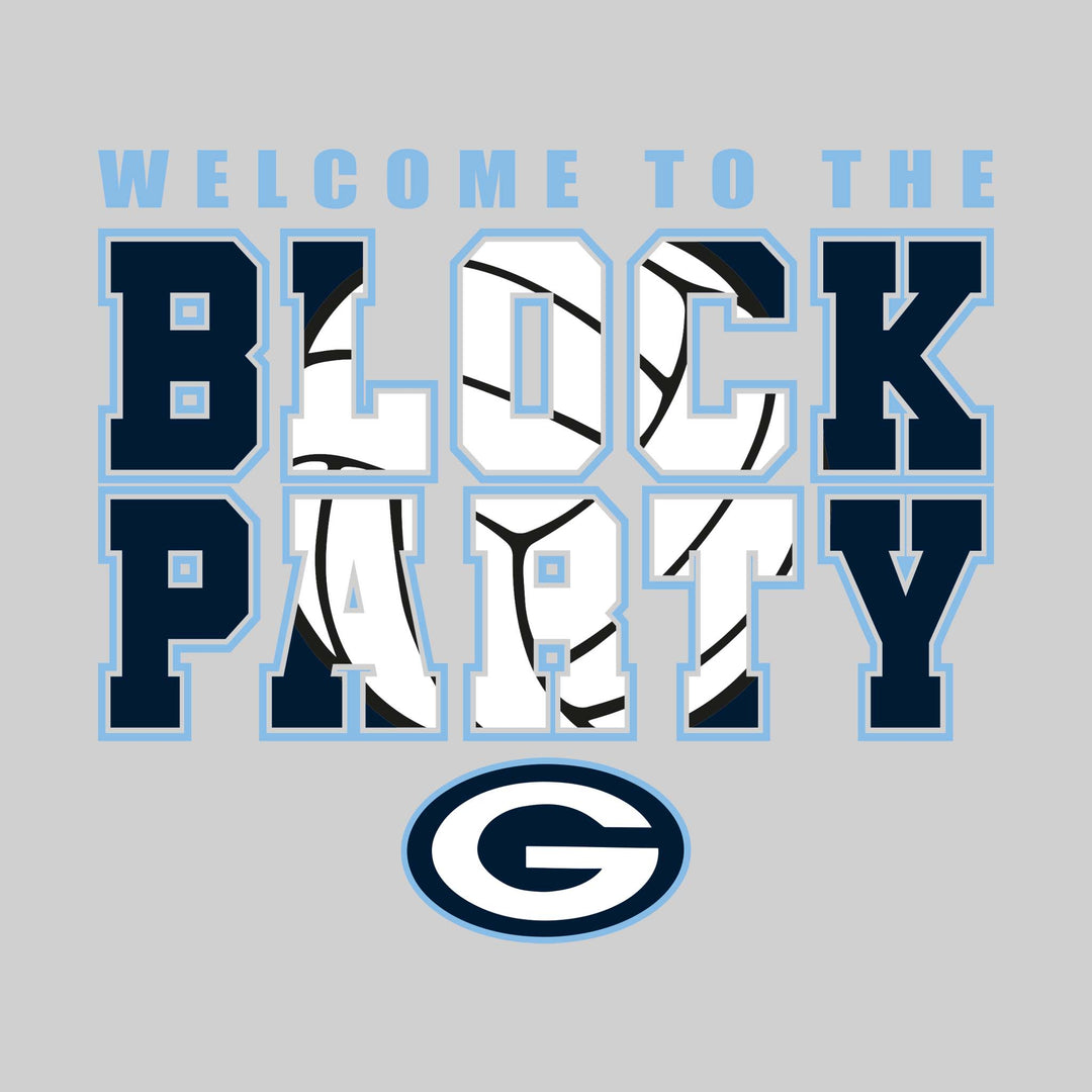 Garber Dukes - Volleyball - Welcome to the Block Party - Carolina Blue & Navy