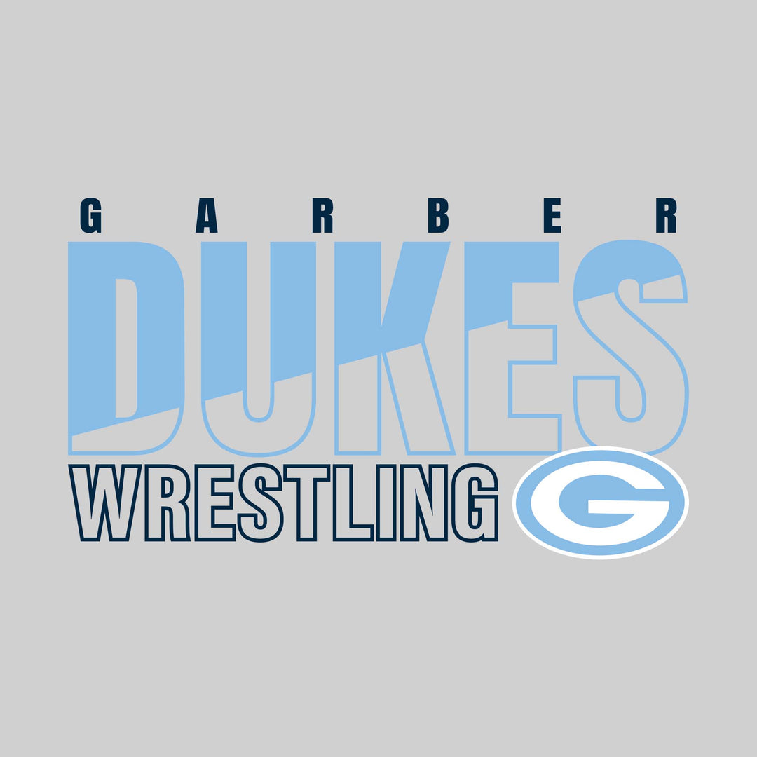 Garber Dukes - Wrestling - Diagonal Split Mascot Name with Mascot