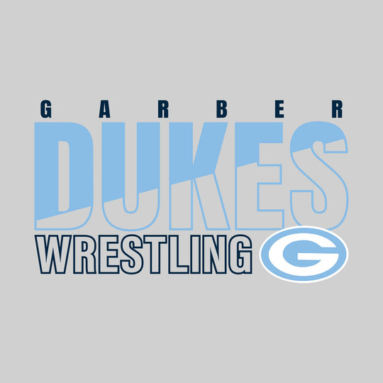 Garber Dukes - Wrestling - Diagonal Split Mascot Name with Mascot