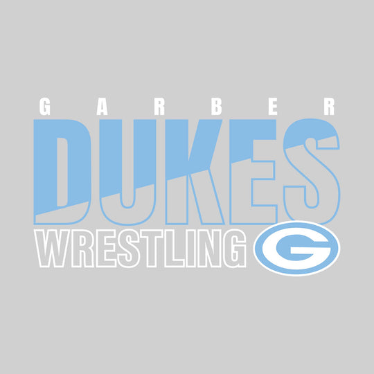 Garber Dukes - Wrestling - Diagonal Split Mascot Name with Mascot