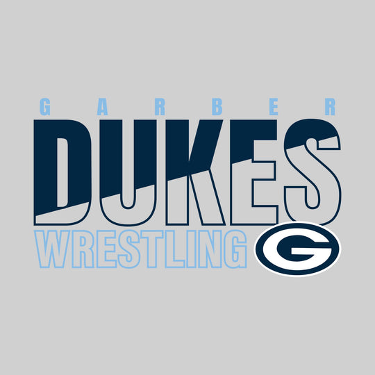 Garber Dukes - Wrestling - Diagonal Split Mascot Name with Mascot