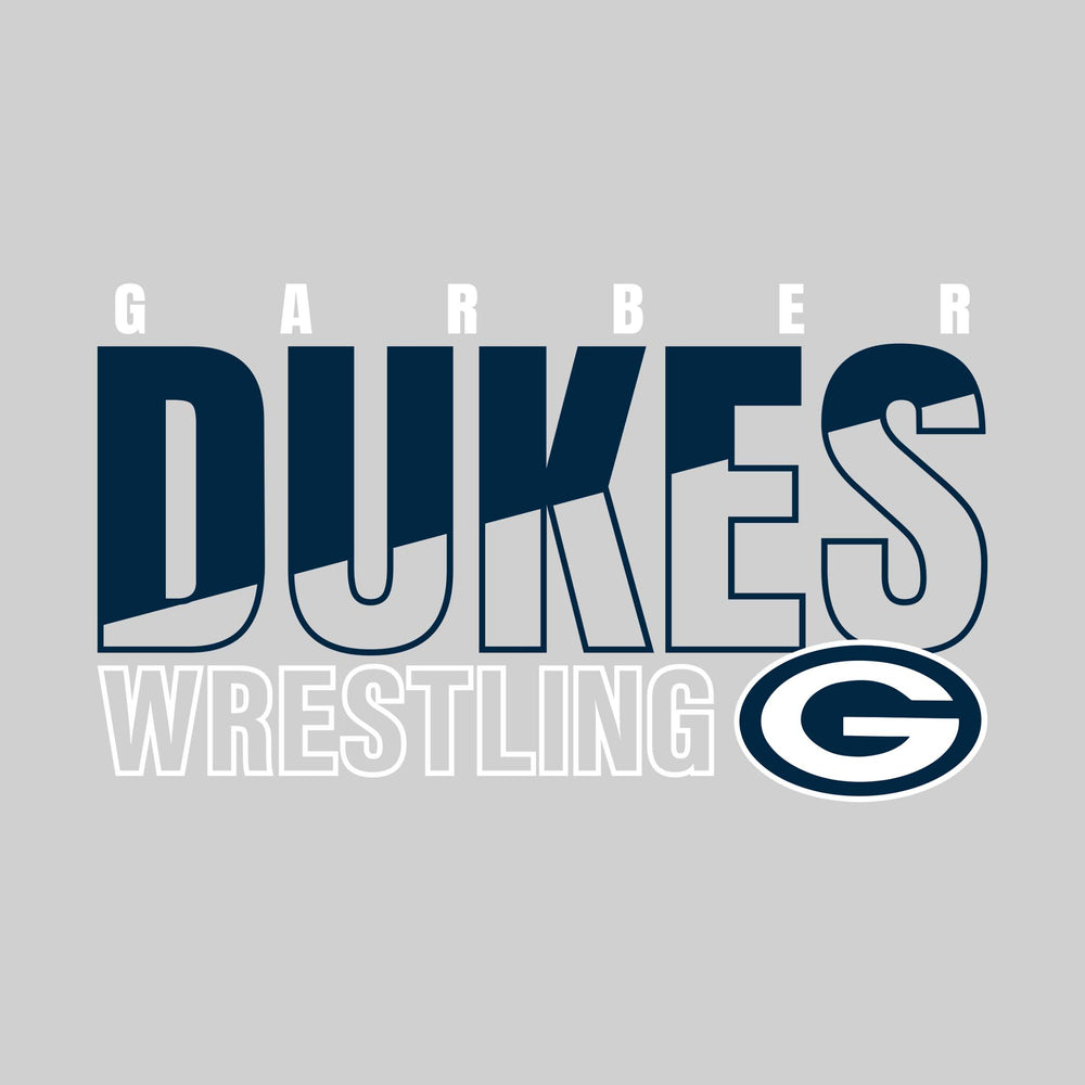 Garber Dukes - Wrestling - Diagonal Split Mascot Name with Mascot