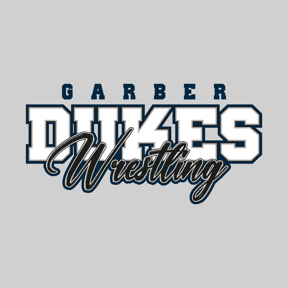 Garber Dukes - Wrestling - Outlined Mascot Name with Cursive Wrestling
