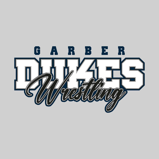 Garber Dukes - Wrestling - Outlined Mascot Name with Cursive Wrestling
