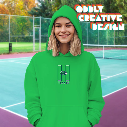 Heritage Hawks - Tennis - Outlined Letters Over Tennis
