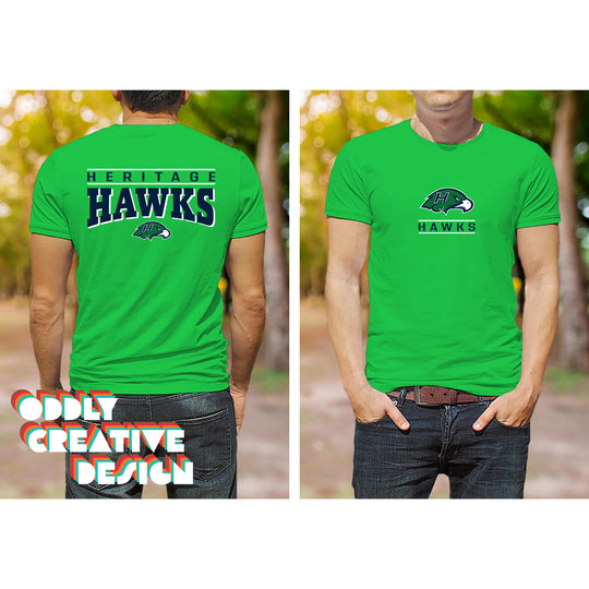 Heritage Hawks - Spirit Wear - Mascot Over Bracketed Name