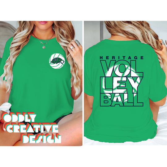 Heritage Hawks - Volleyball - Stacked Letters with Sketched Volleyball Inset