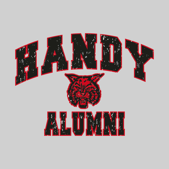 Handy Wildcats - Alumni - Arched School Name over Mascot - Distressed
