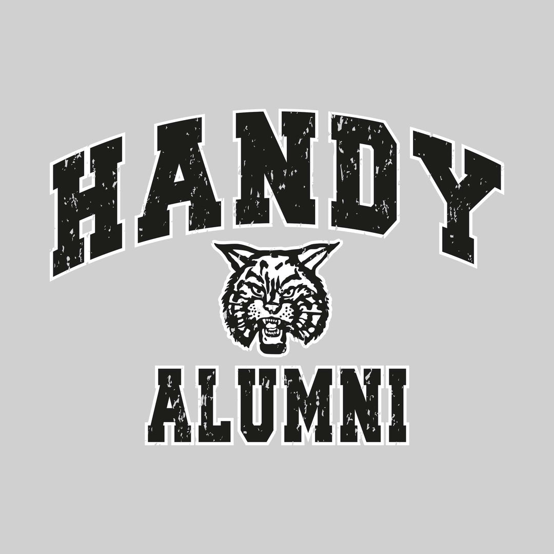 Handy Wildcats - Alumni - Arched School Name over Mascot - Distressed