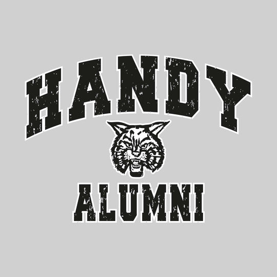 Handy Wildcats - Alumni - Arched School Name over Mascot - Distressed