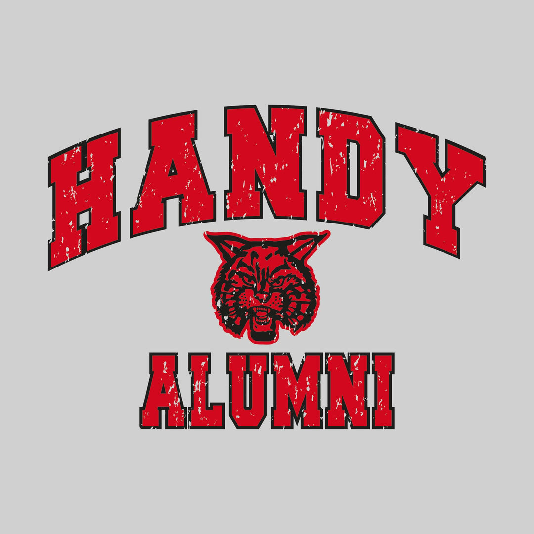 Handy Wildcats - Alumni - Arched School Name over Mascot - Distressed