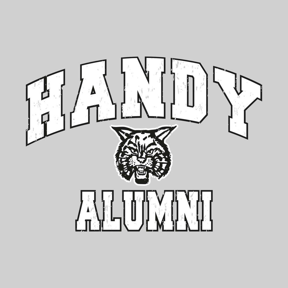 Handy Wildcats - Alumni - Arched School Name over Mascot - Distressed