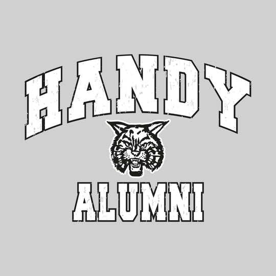 Handy Wildcats - Alumni - Arched School Name over Mascot - Distressed