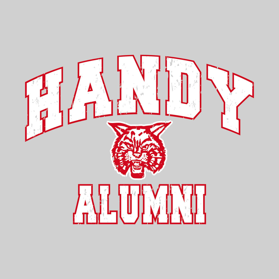 Handy Wildcats - Alumni - Arched School Name over Mascot - Distressed