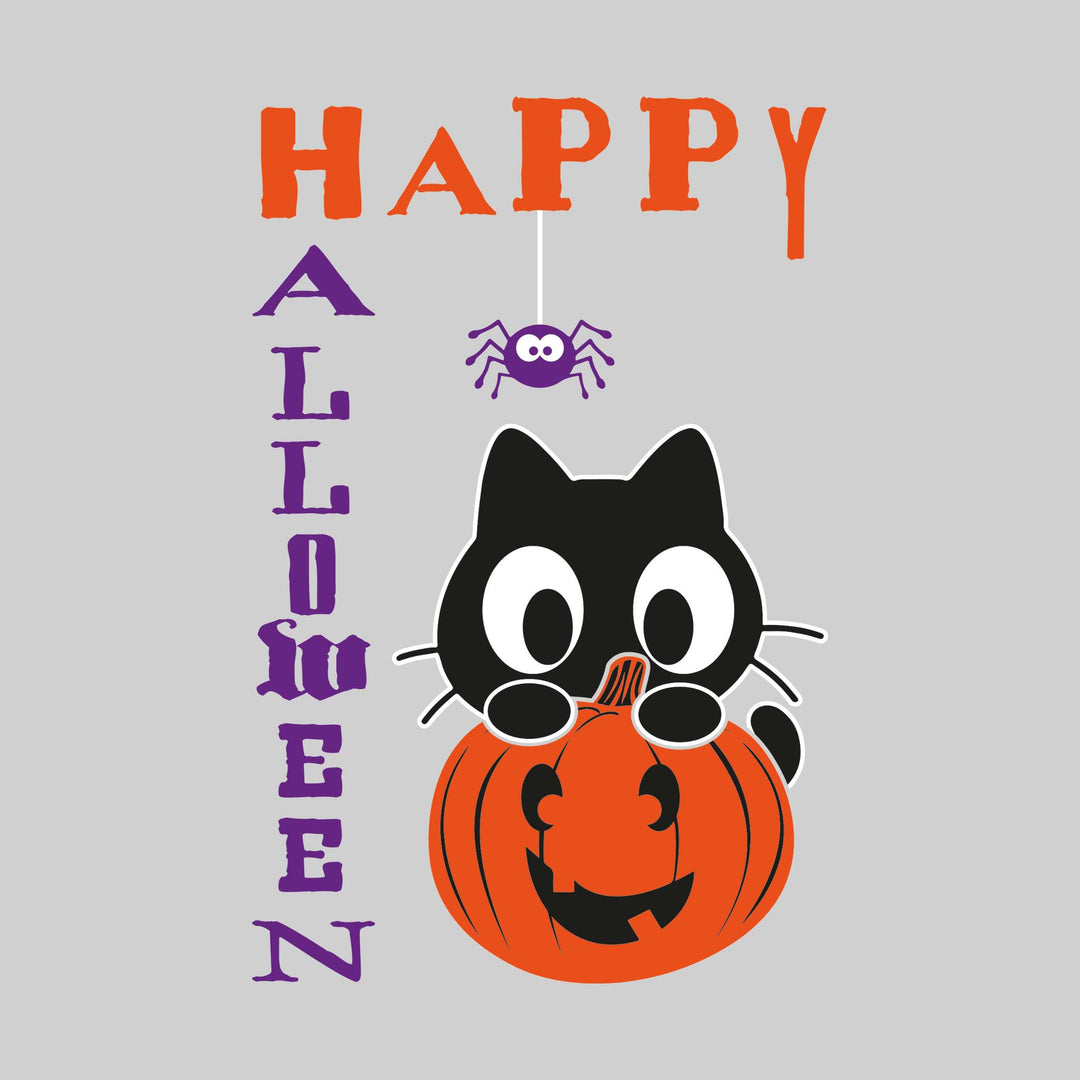 Happy Halloween - Black Kitten with Pumpkin