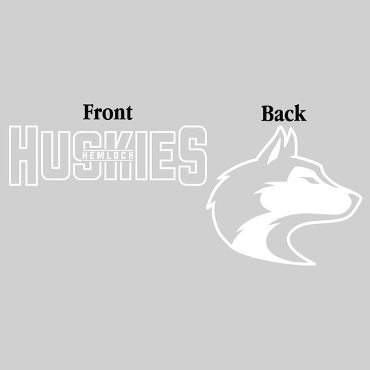 Hemlock Huskies - Spirit Wear - Black & White - Mascot Name with Back Mascot