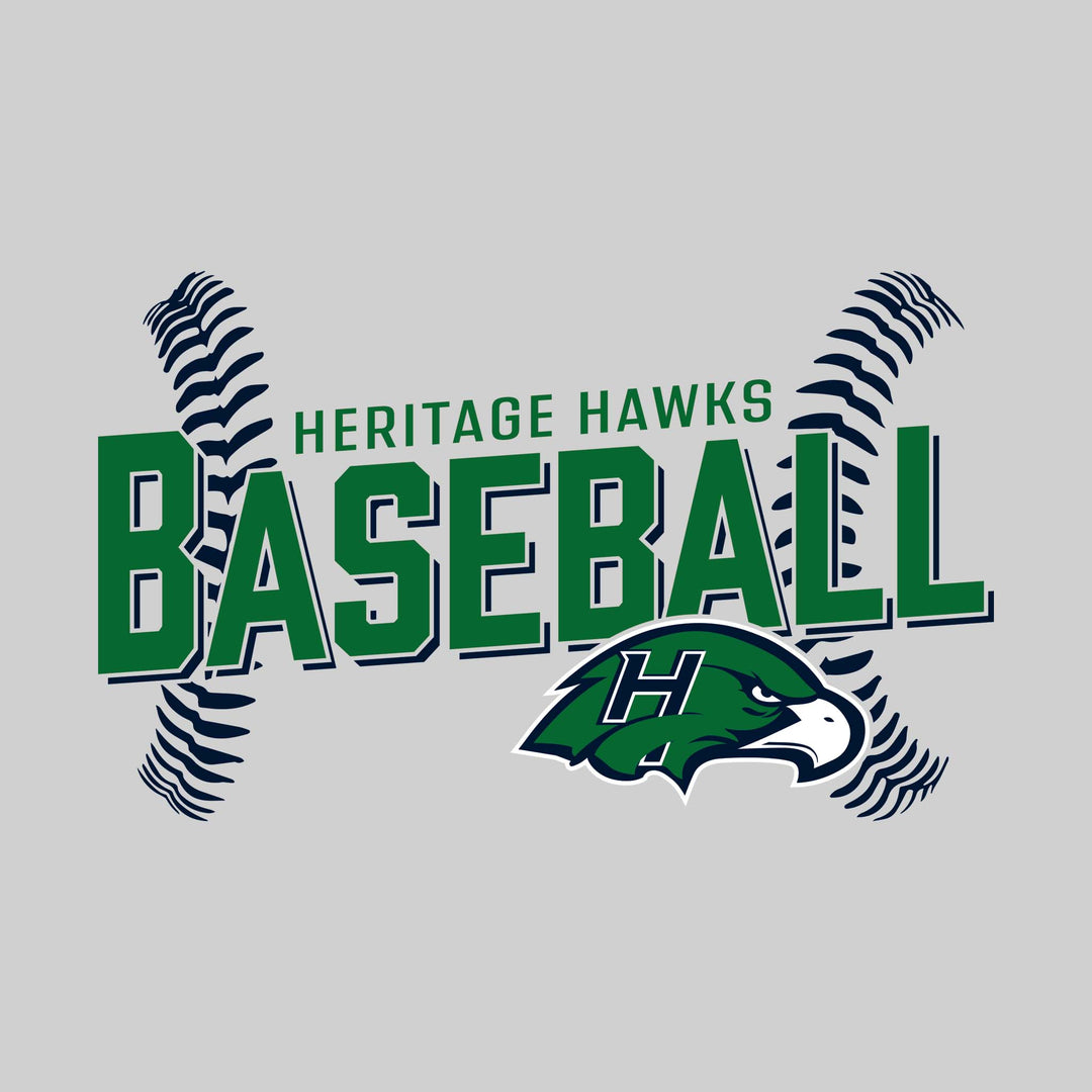 Heritage Hawks - Baseball - Angled Baseball with Baseball Stitches