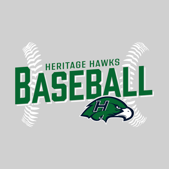 Heritage Hawks - Baseball - Angled Baseball with Baseball Stitches