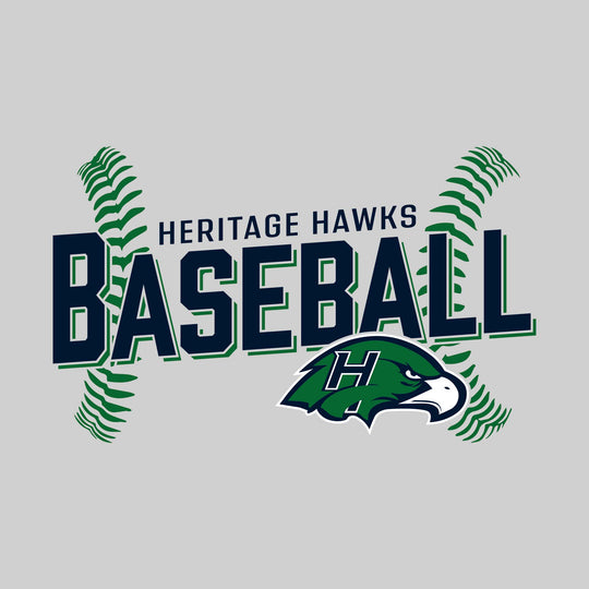 Heritage Hawks - Baseball - Angled Baseball with Baseball Stitches