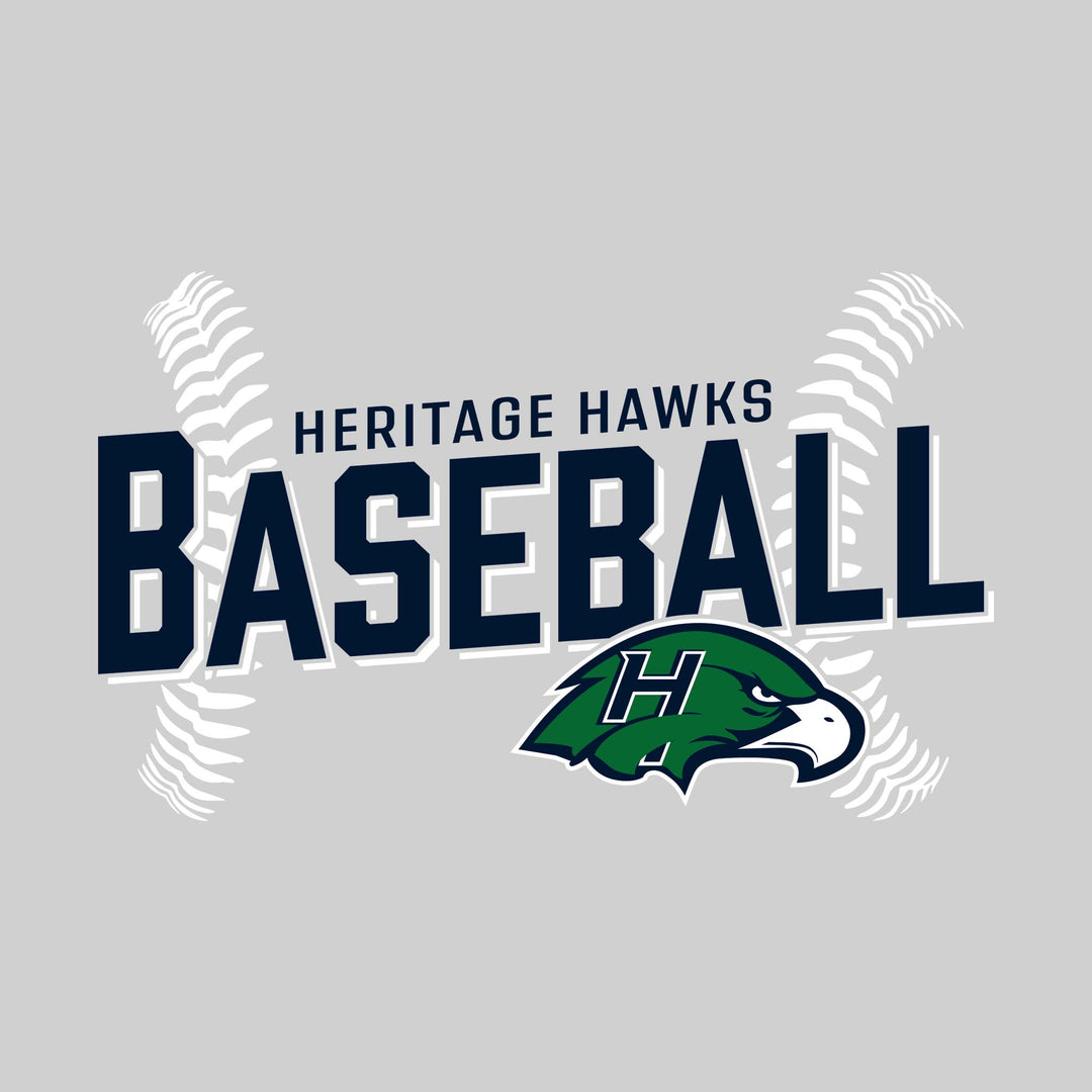 Heritage Hawks - Baseball - Angled Baseball with Baseball Stitches