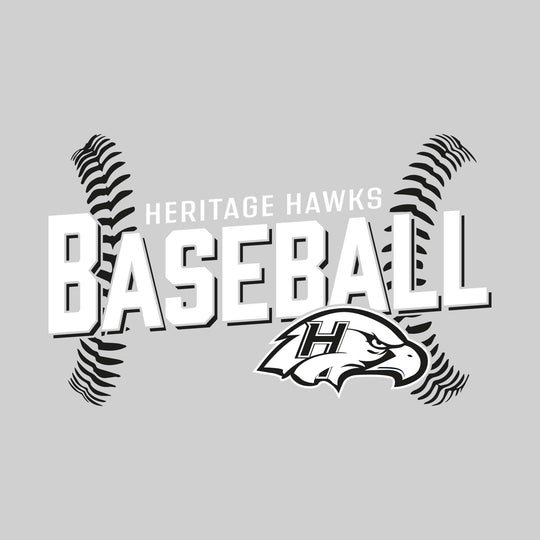 Heritage Hawks - Baseball - Angled Baseball with Baseball Stitches