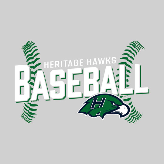 Heritage Hawks - Baseball - Angled Baseball with Baseball Stitches