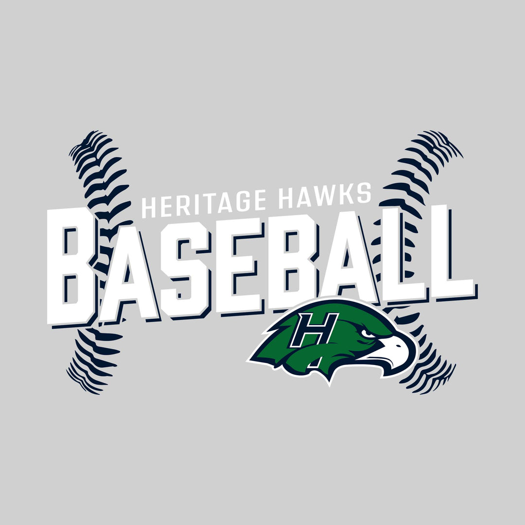 Heritage Hawks - Baseball - Angled Baseball with Baseball Stitches