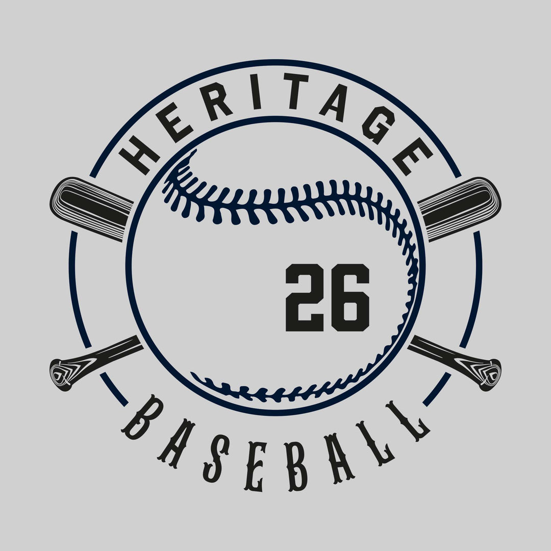 Heritage Hawks - Baseball - Crossed Bats with School Name and Baseball Stitches