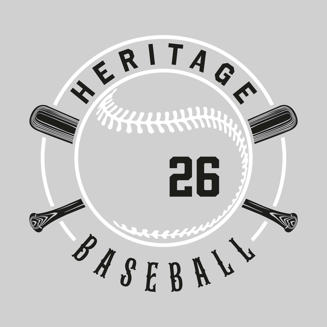 Heritage Hawks - Baseball - Crossed Bats with School Name and Baseball Stitches