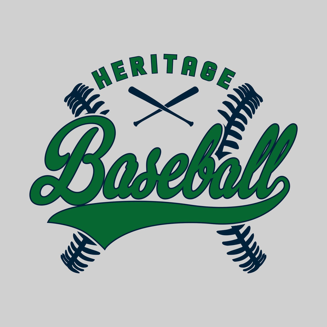 Heritage Hawks - Baseball - Cursive Baseball with Stitches & Crossed Bats