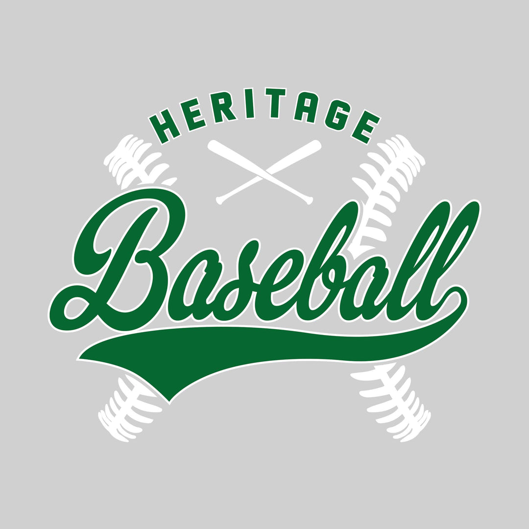 Heritage Hawks - Baseball - Cursive Baseball with Stitches & Crossed Bats