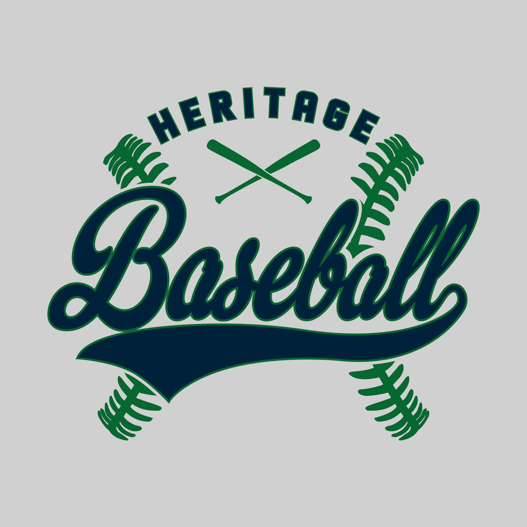 Heritage Hawks - Baseball - Cursive Baseball with Stitches & Crossed Bats