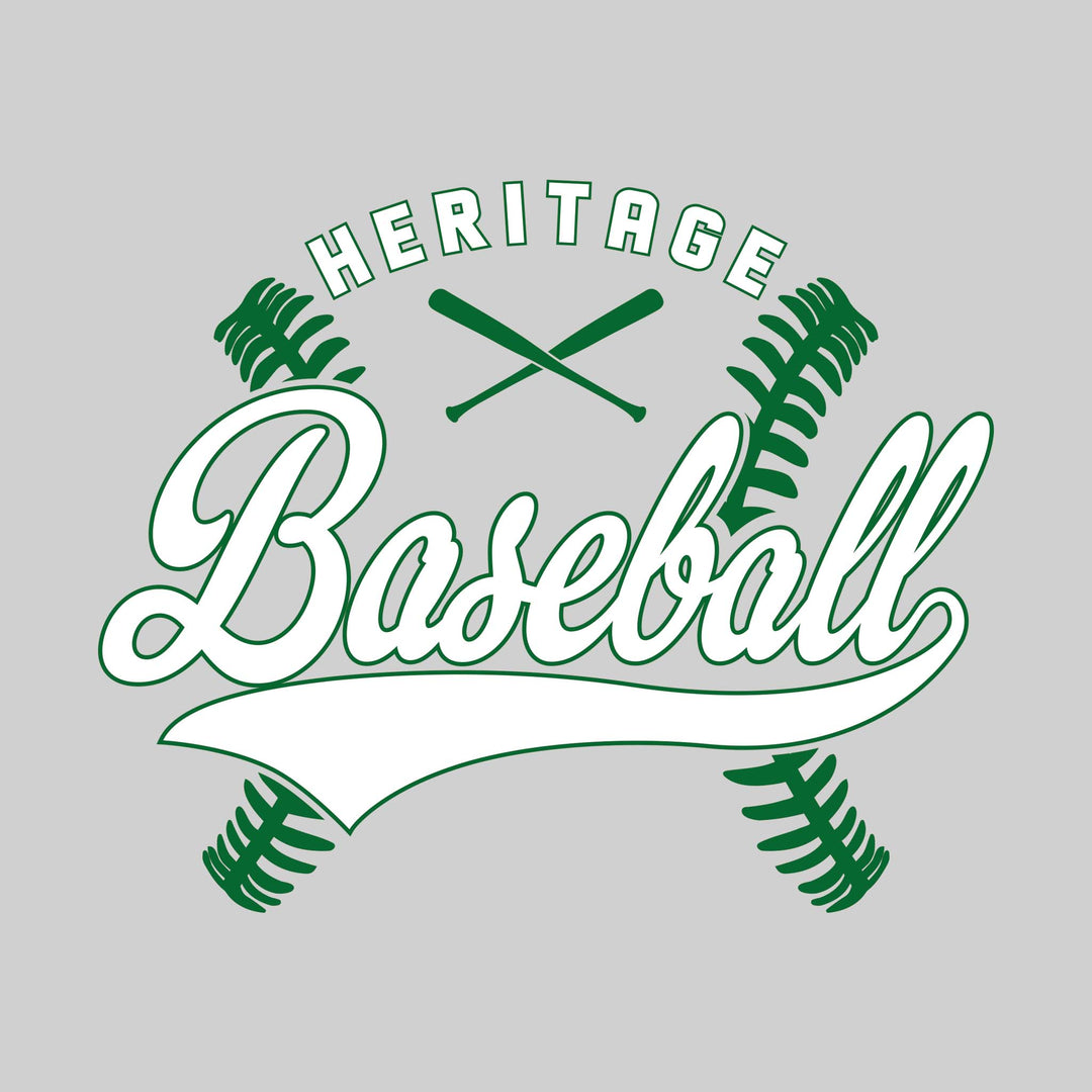 Heritage Hawks - Baseball - Cursive Baseball with Stitches & Crossed Bats