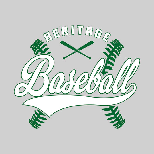 Heritage Hawks - Baseball - Cursive Baseball with Stitches & Crossed Bats