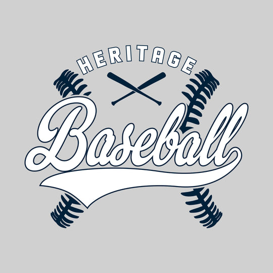 Heritage Hawks - Baseball - Cursive Baseball with Stitches & Crossed Bats